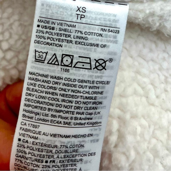 GAP Sherpa Lined Hoodie Jacket Iridescent Logo XS - Picture 6 of 6